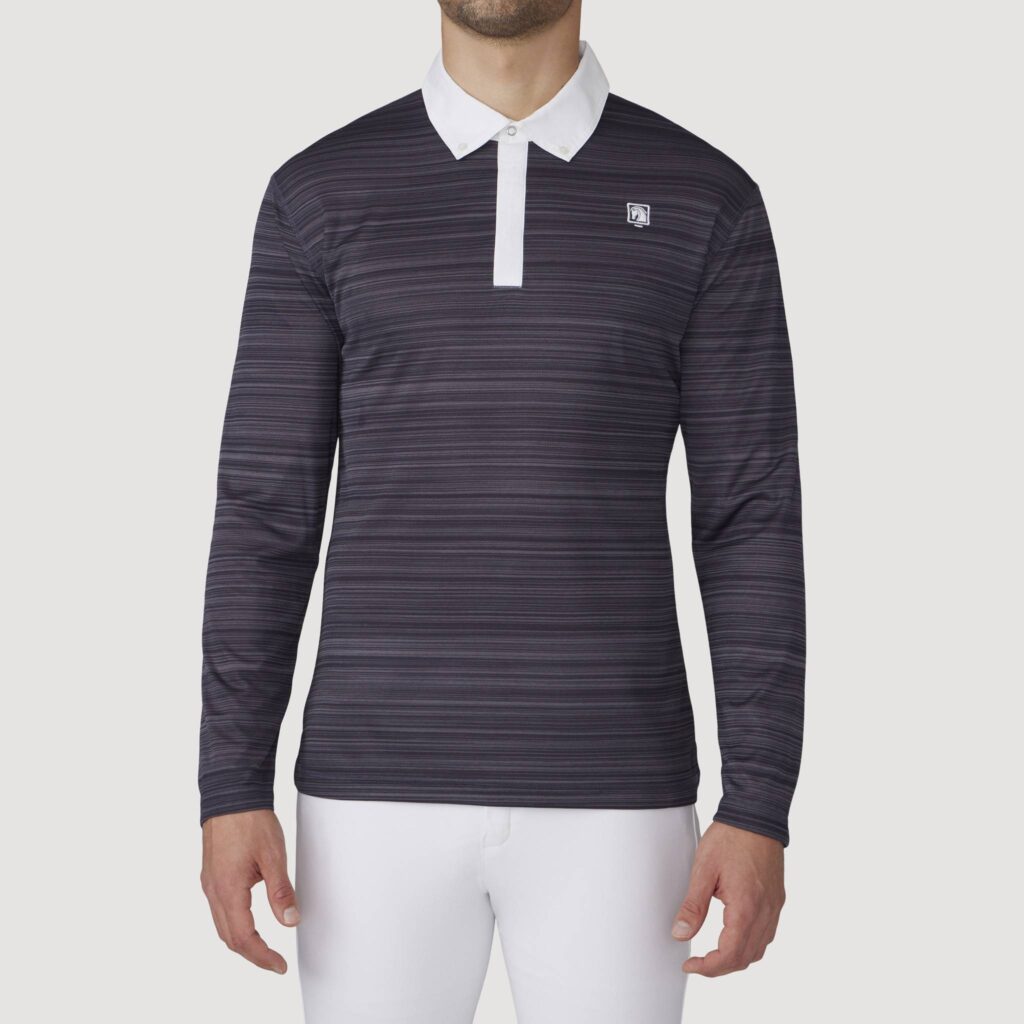 Romfh Mens Ombre Long Sleeve Polo Shirt