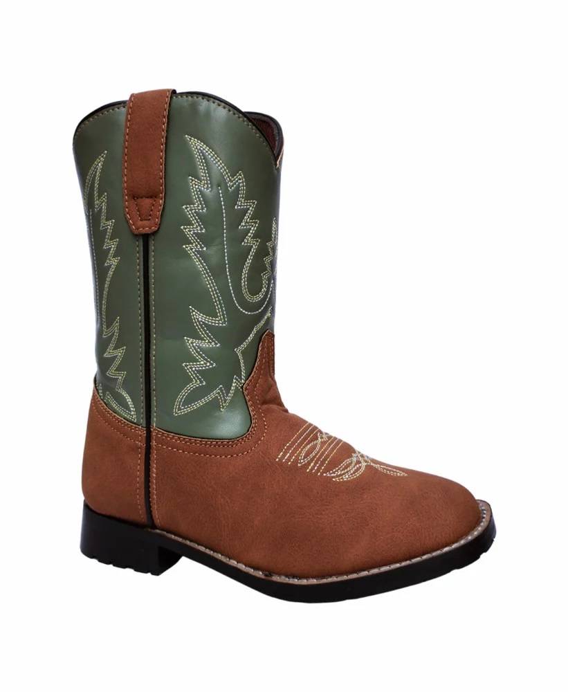 Tuffrider Toddler’S Congaree Rounded Toe Western Boot- Tan With  Sage- 4t