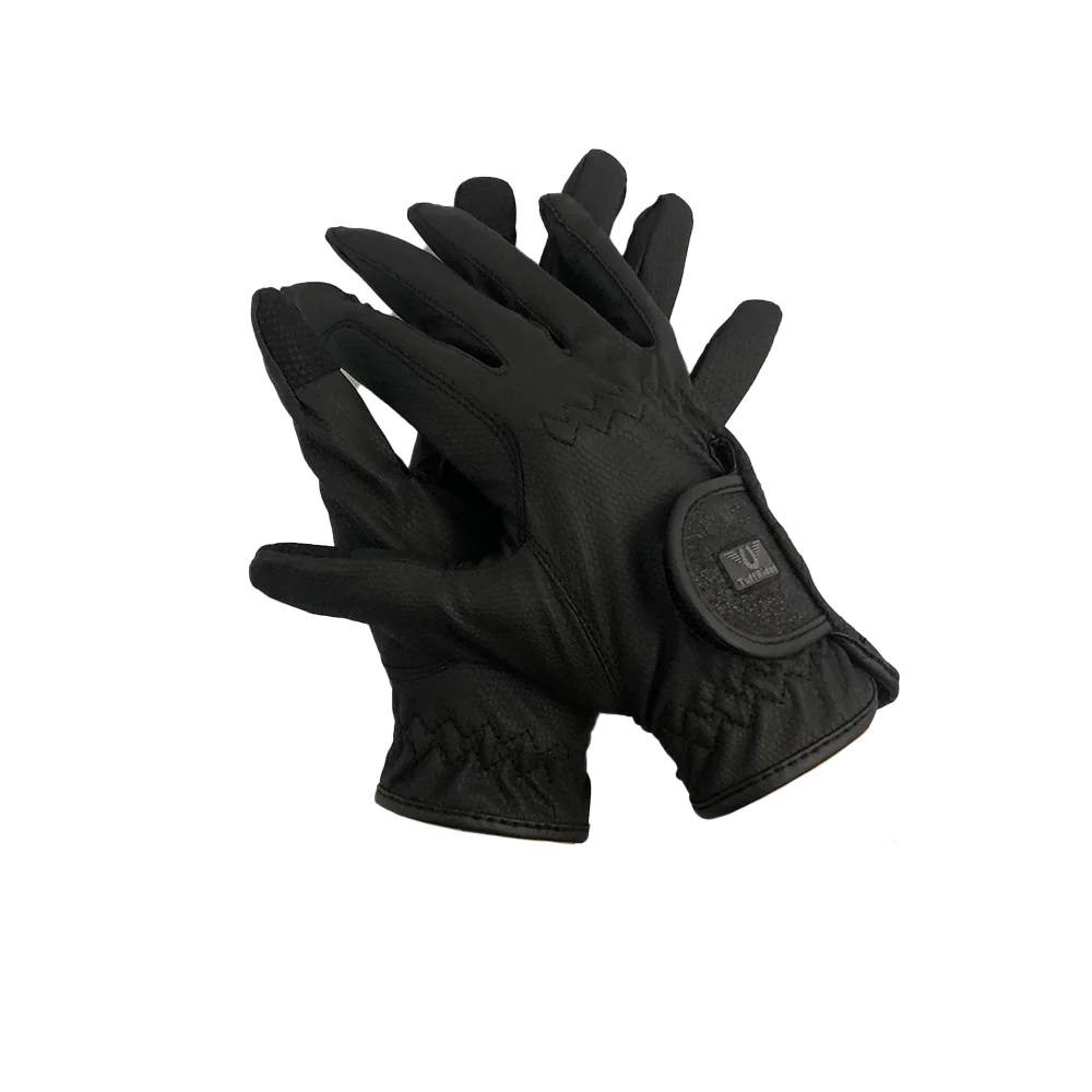 Tuffrider Ladies Glitter Strap Gloves- Black- L