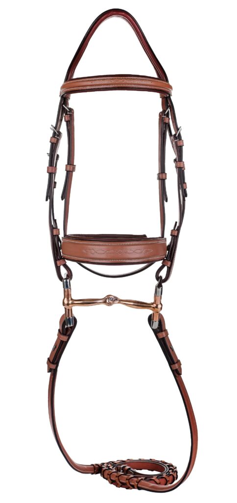 Henri De Rivel Laureate Fancy Stitched Bridle With Wide Caveson And Laced Reins