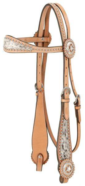 Browband Headstall With Spotted Hair Overlay