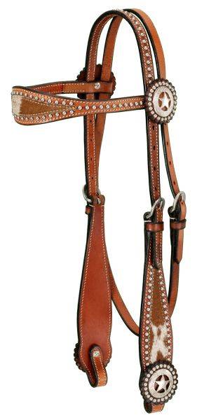 Browband Headstall With Spotted Hair Overlay