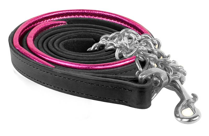 Perri’S Metallic Padded Leather Lead With  Chain