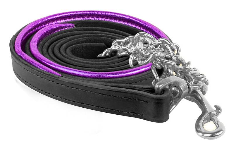 Perri’S Metallic Padded Leather Lead With  Chain