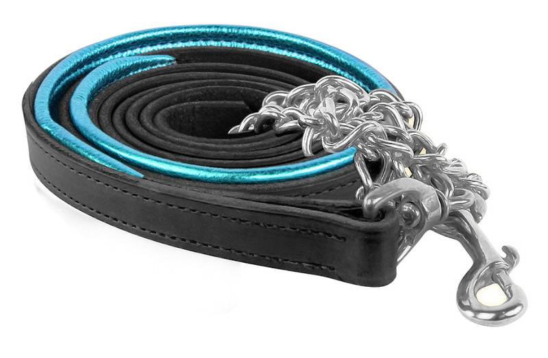 Perri’S Metallic Padded Leather Lead With  Chain