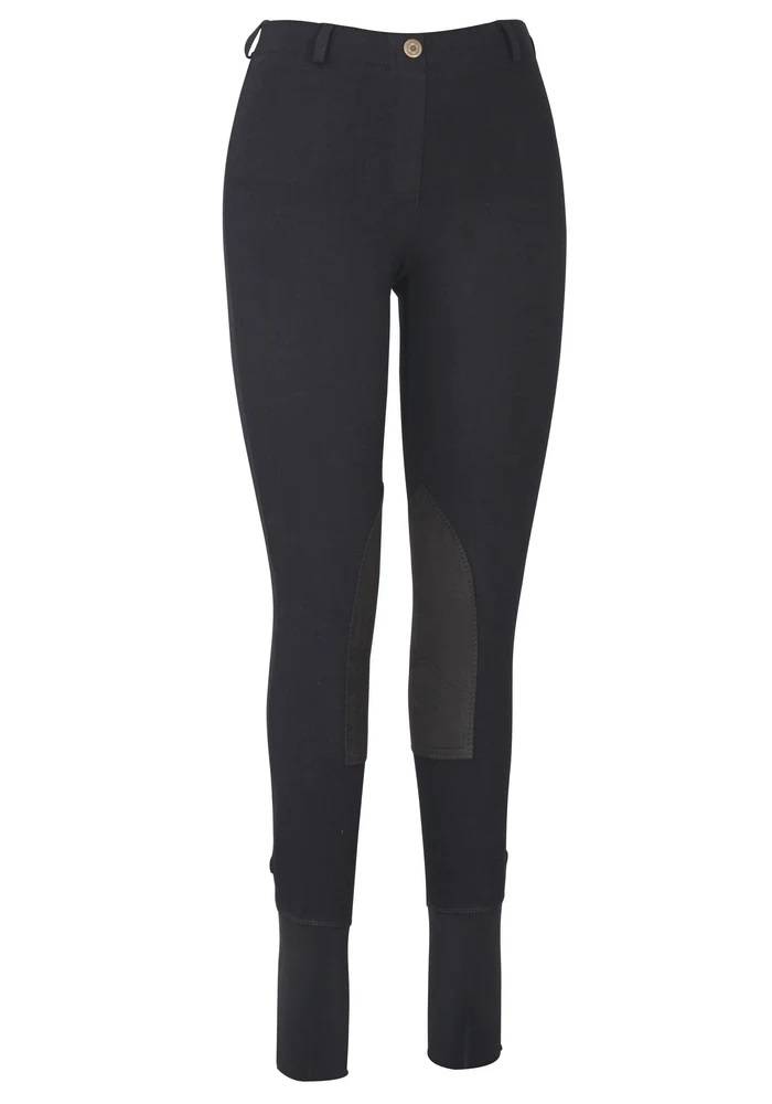 Tuffrider Ladies Cotton Lowrise Pull On Knee Patch Breeches