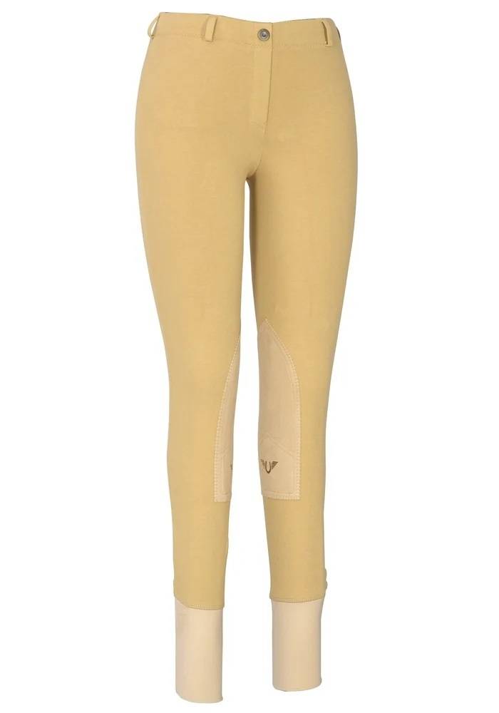 Tuffrider Ladies Cotton Lowrise Pull On Knee Patch Breeches