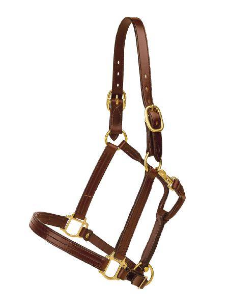 Tory Leather Triple Stitched Halter – Snap & Brass Hardware