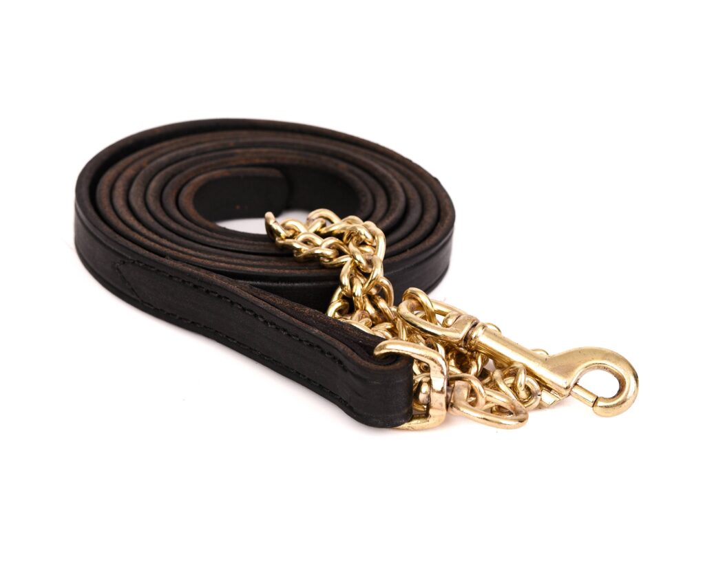 Perri’S Leather Lead With Fine 30″ Plated Chain