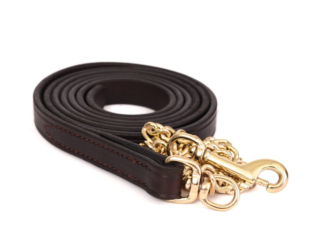 Perri’S Leather Lead With Fine 30″ Plated Chain