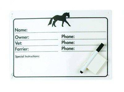 Horse Info Stall Plaque W- Dry Erase Pen