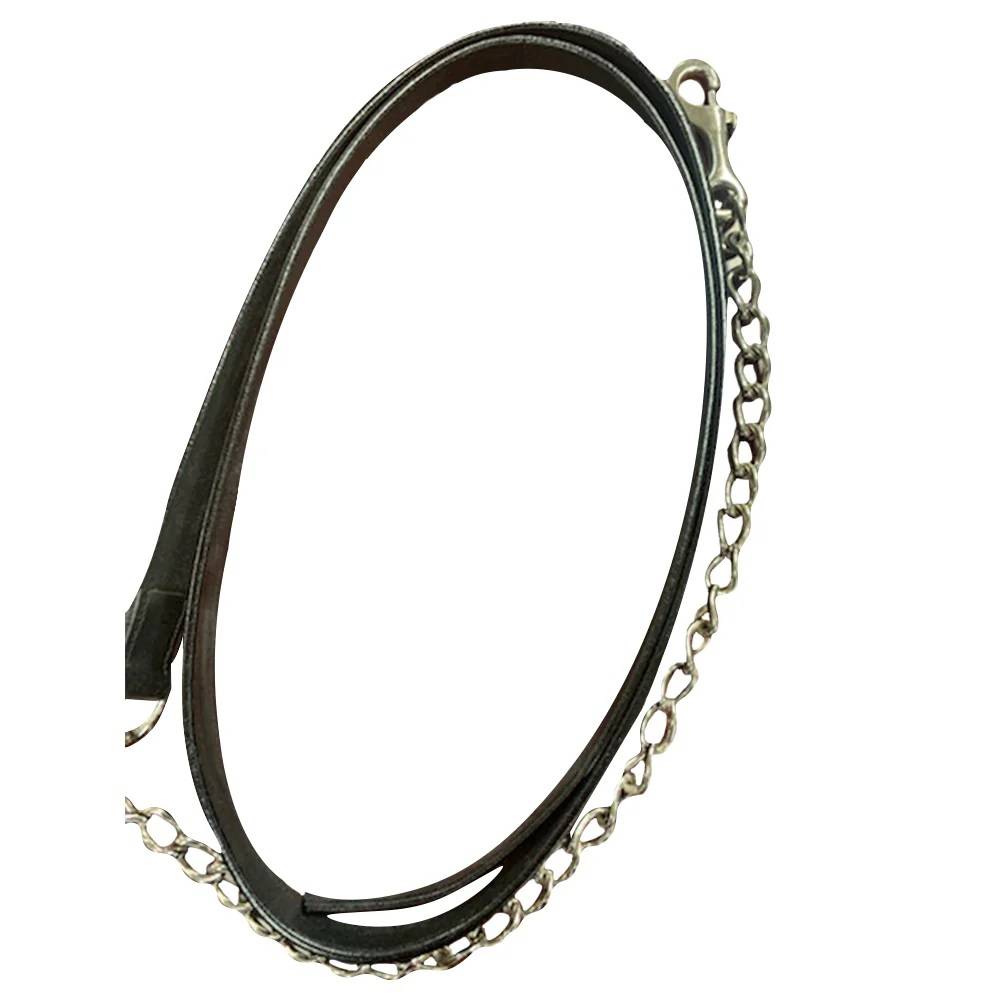Henri De Rivel Pro Collection Leather Lead With 24″ Solid Brass Chain