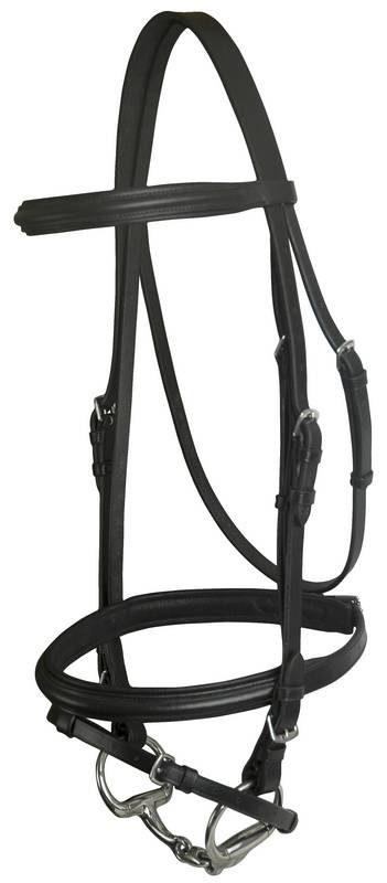 Da Vinci Plain Raised Padded Dressage Bridle With Flash Less Reins