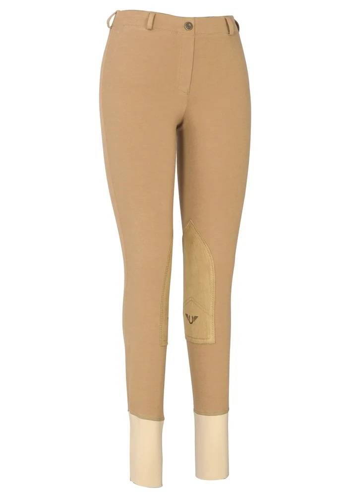 Tuffrider Ladies Cotton Lowrise Pull On Knee Patch Breeches