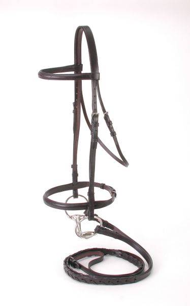 Equiroyal Premium Leather Raised Snaffle Bridle Fancy Stitched With Laced Reins Cob