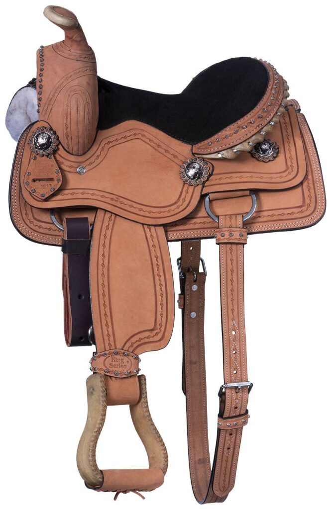 King Series Cowboy Saddle With  Barbwire Tooling