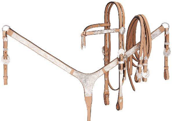Tough-1 Futurity Silver Show Set – Headstall, Split Reins And Breastcollar