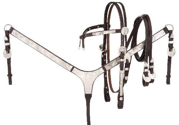 Tough-1 Futurity Silver Show Set – Headstall, Split Reins And Breastcollar