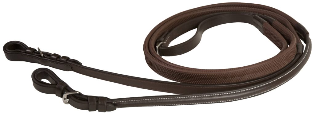 Da Vinci Flat Rubber Covered Reins With Buckle Ends