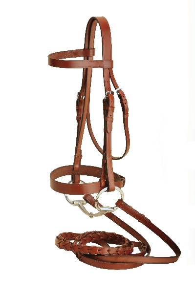 Tory Leather Heavy Duty Fox Hunt Bridle With  Laced Reins & Hook & Stud Ends